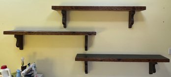 Wooden Slate Wall Shelfs - 3 Total