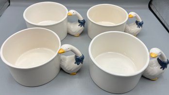 House Of Lloyd 1988 Ceramic Goose Handled Mug Set - 4 Total