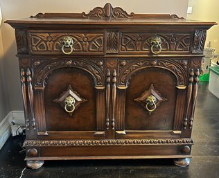 The Empire MFG Co. Rockford Wooden Buffet With Two Drawers & Lion Head Brass Accents