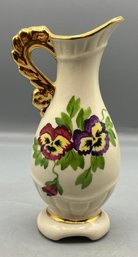 Hand Painted Floral Pattern Gold Trim Ceramic Creamer