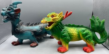 Dragon Squeek Toy - 2 Total - Made In Hong Kong