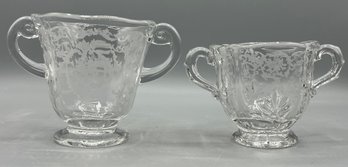 Cambridge Rosepoint Pattern Glass Sugar Bowl Set - 2 Pieces Total