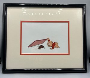 Original Disneys Porky Pig Animation Production Cel Framed