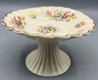Porcelain Floral Pattern Pedestal Trinket Dish