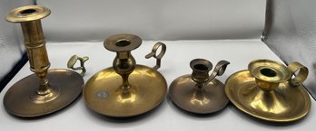 Assorted Brass Candlestick Holders - 4 Total