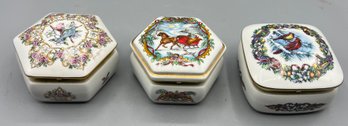 The Heritage House Porcelain Music Trinket Boxes - 3 Total