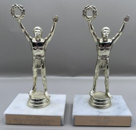 1992 & 1993 Debate Trophies On Marble Base