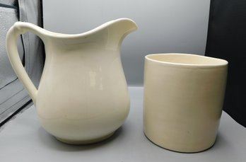 Lot Of 2 Ceramic Pitcher & Pot