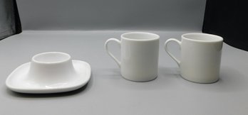 Everyday Porcelain Espresso Cups And Ikea Egg Cup, 3 Piece Lot