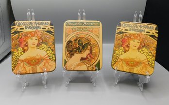 Lot Of 3 Art Nouveau Styled Chocolate Tins