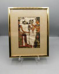 Hand Painted Egyptian Painting On Papyrus Paper Framed