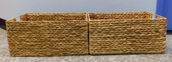 Container Store Wicker Baskets, 2 Piece Lot