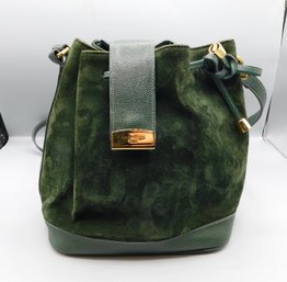 Courreges Paris Green Suede Bucket Bag