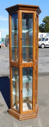 Wooden & Glass Light Up Curio Cabinet - Not Tested