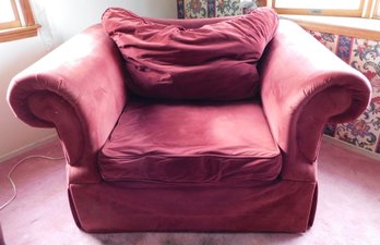 Maroon Velvet Arm Chair - Sold As Is