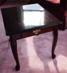 Pair Of Solid Wood End Tables With Single Pull Out Drawer