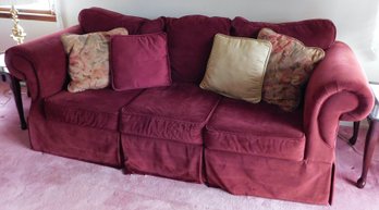 LLOYDS Of Chatham Maroon Velvet Sofa