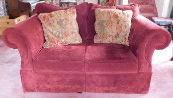 LLOYDS Of Chatham Maroon Velvet Love Seat