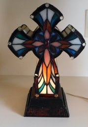 Tiffany Style Stained Glass Cross Lamp - Works