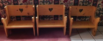 Wooden Children's Bench, 3 Piece Lot