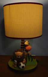 Monkey And Lion Sports Kids Table Lamp - Works