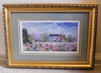 Madeline Carol Charlestons Historic Rainbow Row Watercolor Framed Print