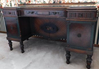 Antique French Wooden Glass Top Desk