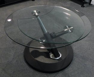 Magnussen Home Metal & Glass Swivel Cocktail Table