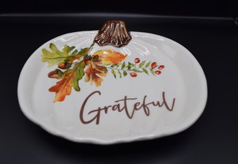 'grateful' Pumpkin Shaped Ceramic Dish