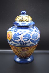 Clay Pottery Floral Ginger Jar Made In Mexico