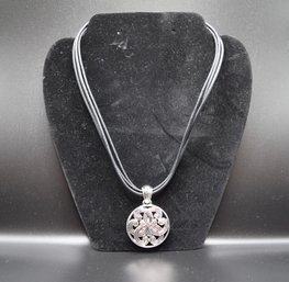 Napier Filigree Style  Disc Pendant Cord Necklace