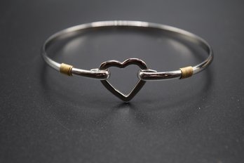 Amour Silver Tone Heart Bracelet