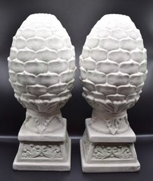 Limestone Style Ceramic Artichoke Statues- Pair