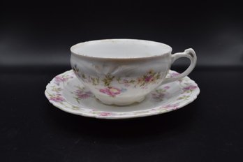 Antique B.R.C. Moliere Fine Porcelain Tea Cup And Saucer Made In Germany - 2 Piece Lot