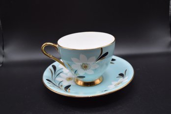 English Bone China Royal Standard Eames Era Chateau Blue Tea Cup And Saucer - 2 Piece Lot