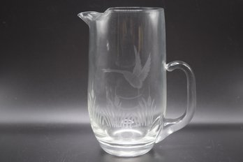 Cocktail Pitcher Etched With Flying Goose