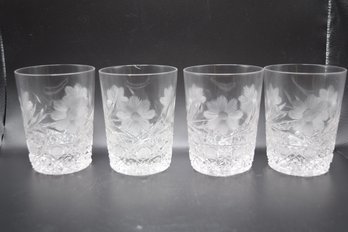 Vtg McKee Clear Glass Innovation Pressed Cut Highball Glasses - 4 Piece Lot