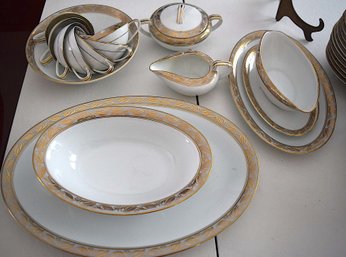 Noritake Japan Greta 5272 Gold Trim China Set  - 86 Pieces