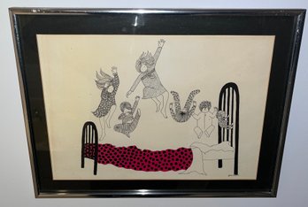 Julie Corsover Framed Print - Jumping On Bed