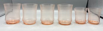 Vintage Pink Depression Glassware Set - 6 Total