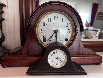 Seth Thomas Wood Mantle Clocks (small & Large) 2 Pieces