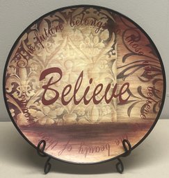 Decorative Ceramic Plate With Metal Stand - Believe