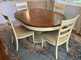 Solid Wood Dining Table With 4 Cushioned Dining Chairs & Leaf Included