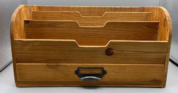 Wooden Slotted Envelope Storage Holder With Drawer