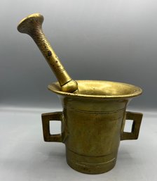 Vintage Solid Brass Mortar And Pestle