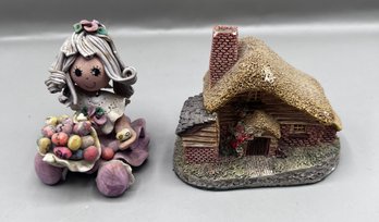 Drovers Cottage By David Winter & Girl Figurine