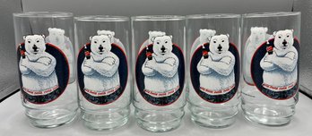 1997 Coca Cola Attitude Bear Theme Glassware Set - 6 Total - Box Included