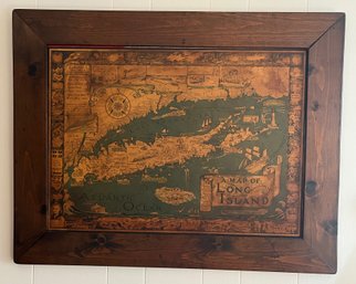 Gerson Offset Litho. Co. A Map Of Long Island Wooden Framed Print