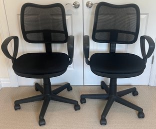 Adjustable Cushioned Mesh-back Swivel Office Chairs - 2 Total