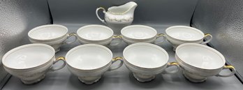 Empress China Golden-garland Tea Cup & Creamer Set - 9 Pieces Total - Made In Japan